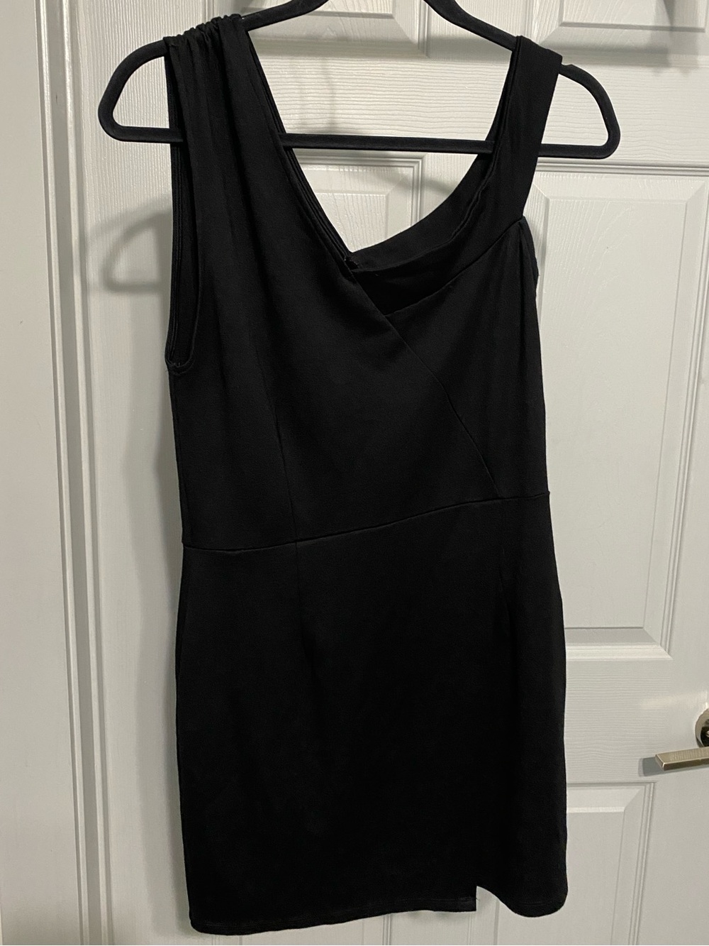 Tobi Black One-Shoulder Draped Asymmetrical Dress